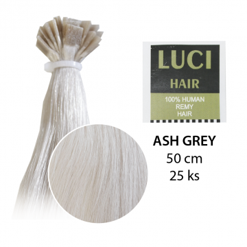 Predĺžené vlasy LCH odtieň ASH GREY dĺžka 50 cm - 25 prameňov